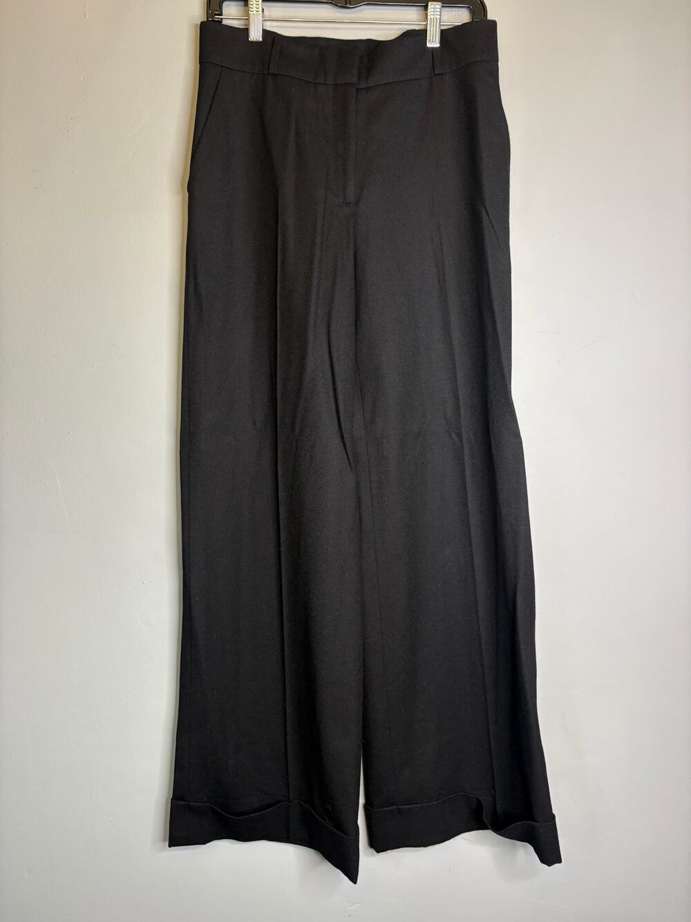 Oscar de la Renta Black Wide Leg Designer Dress Trousers Size 6 Italy